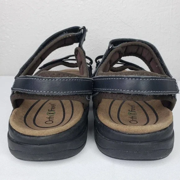 Orthofeet Black Cambria Diabetic Sandals Mens Comfort Shoes Walking - Picture 6 of 13